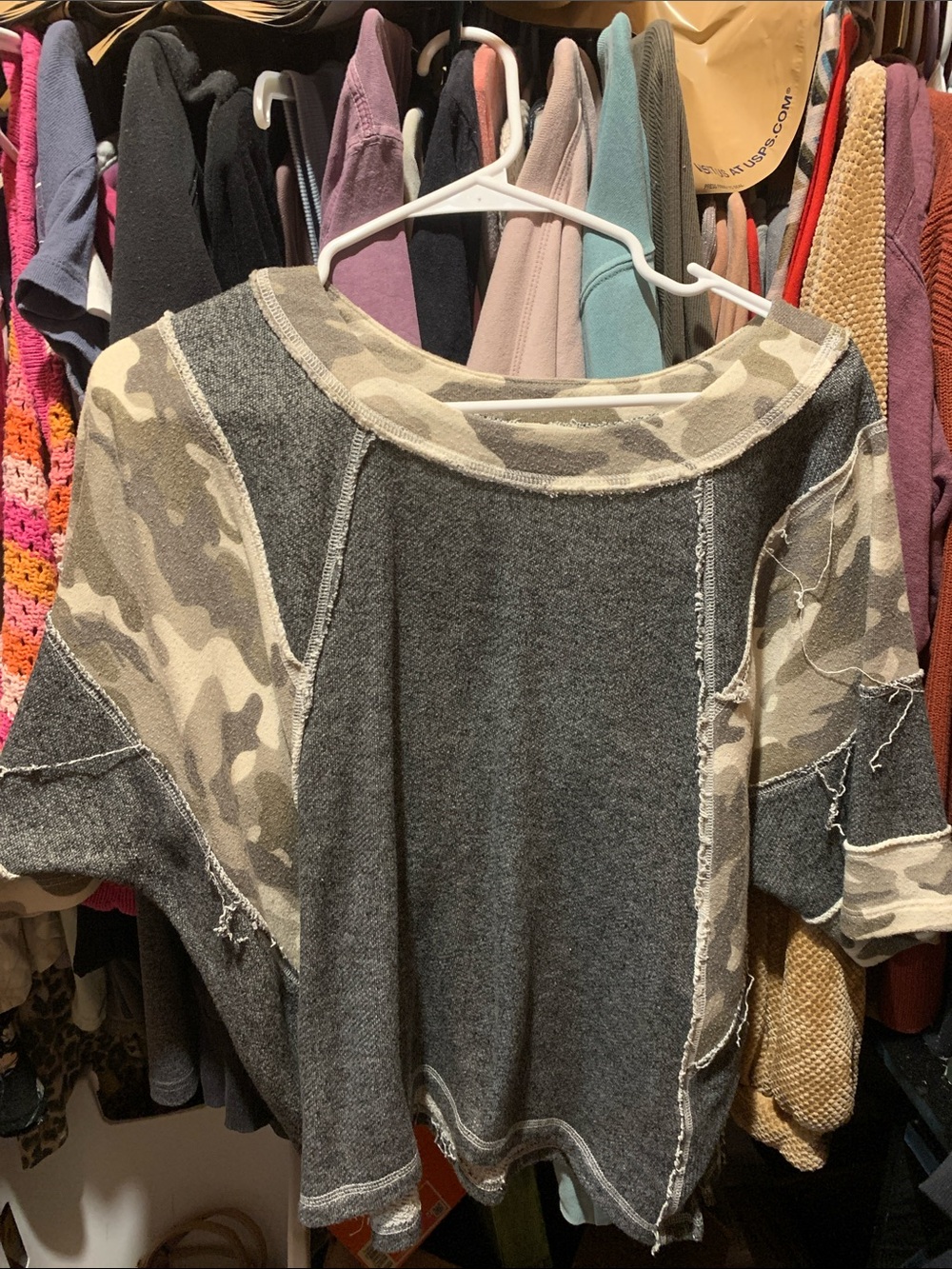 Women's Gray & Camo Top Size:S